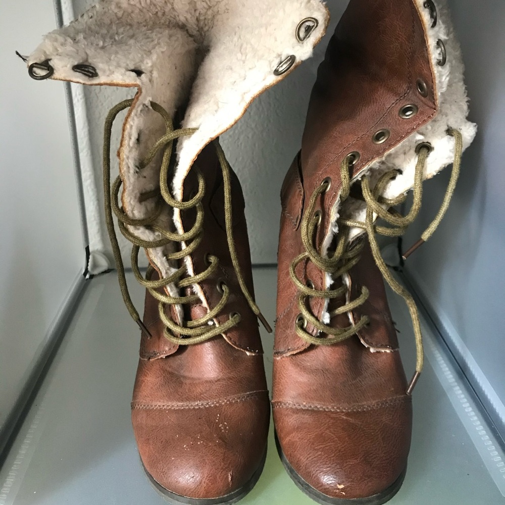 Brown heeled boots